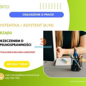 Asystentka/Asystent Zarządu z orzeczeniem o niepełnosprawności - praca zdalna dla osób z całej Polskii