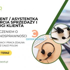 Asystent/Asystentka Wsparcia Sprzedaży i Obsługi Klienta z orzeczeniem o niepełnosprawności - praca zdalna dla osób z całej Polski