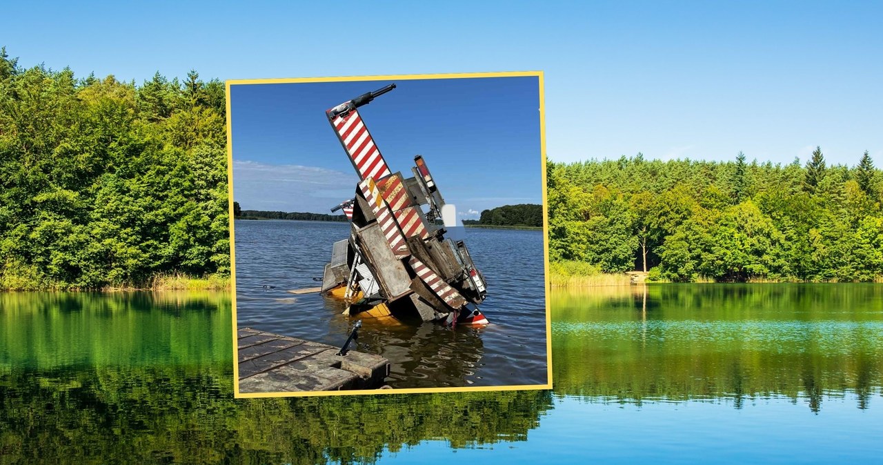 Gigantyczny dźwig runął do jeziora. Groźny wypadek w Wielkopolsce