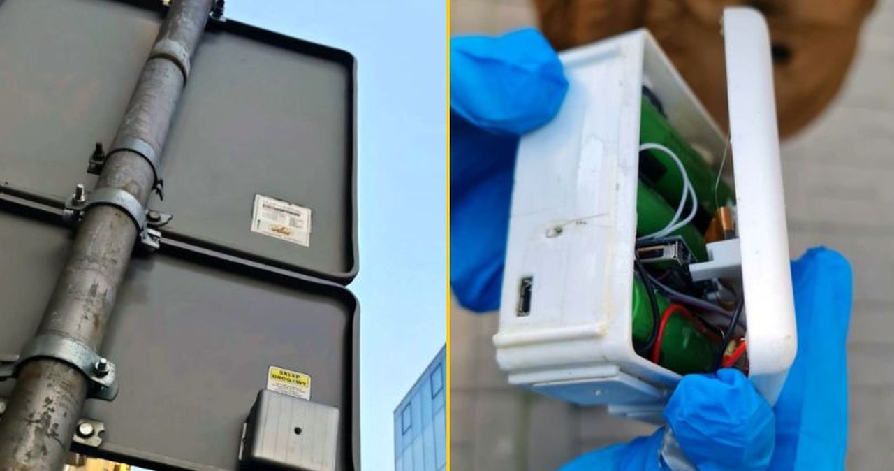 Ukryta kamera w pudełku na znaku drogowym. Obserwowała budynek w centrum Warszawy