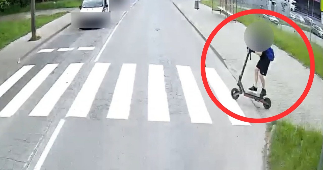 11-latek na hulajnodze zderzył się z autobusem. Policja publikuje nagranie ku przestrodze