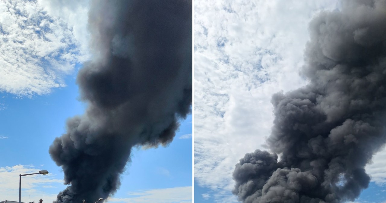Potężny pożar w Tarnowie. Pali się hala ze zniczami