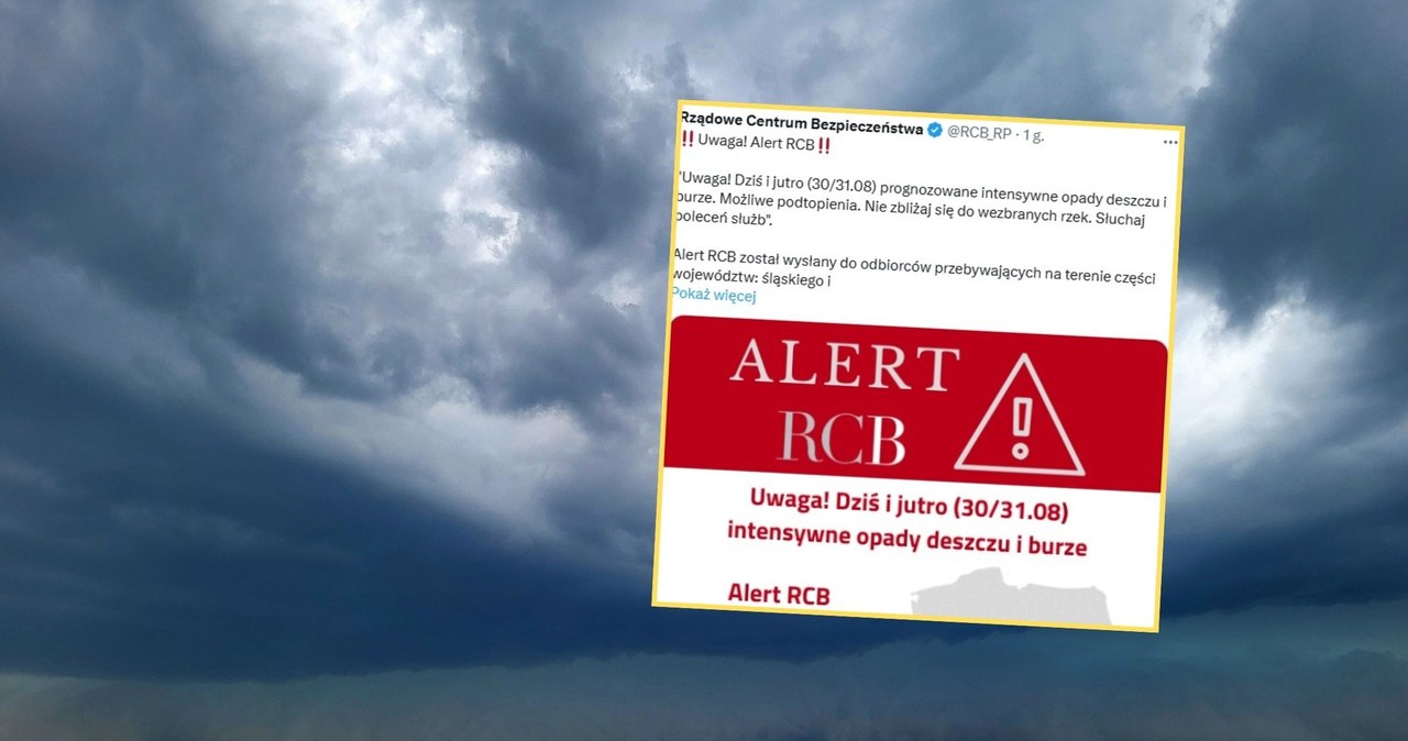 Alert RCB dla dwóch województw. Nadchodzą intensywne burze z gradem