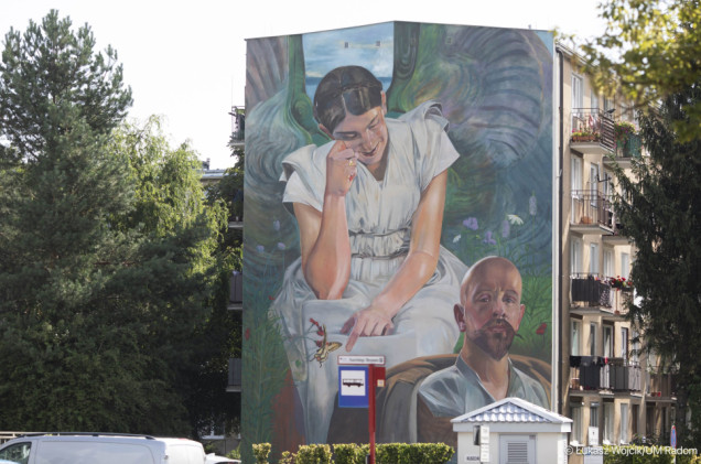 Anioł, artysta i motyl. Dzieło Malczewskiego ożyło na ścianie bloku