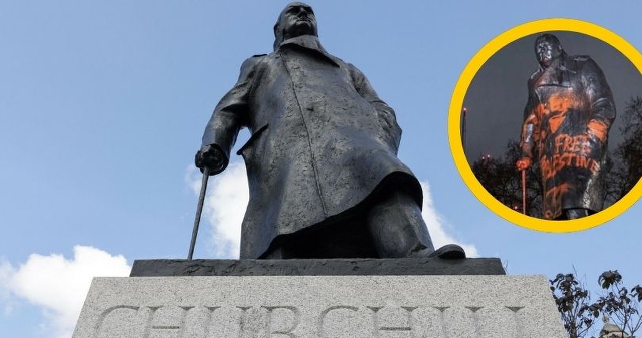 "Syjonistyczny zbrodniarz". Zdewastowano pomnik Winstona Churchilla