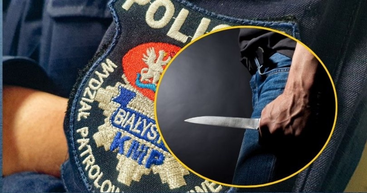 Z nożem w ręce ruszył na policjantów. Groźny incydent w Białymstoku