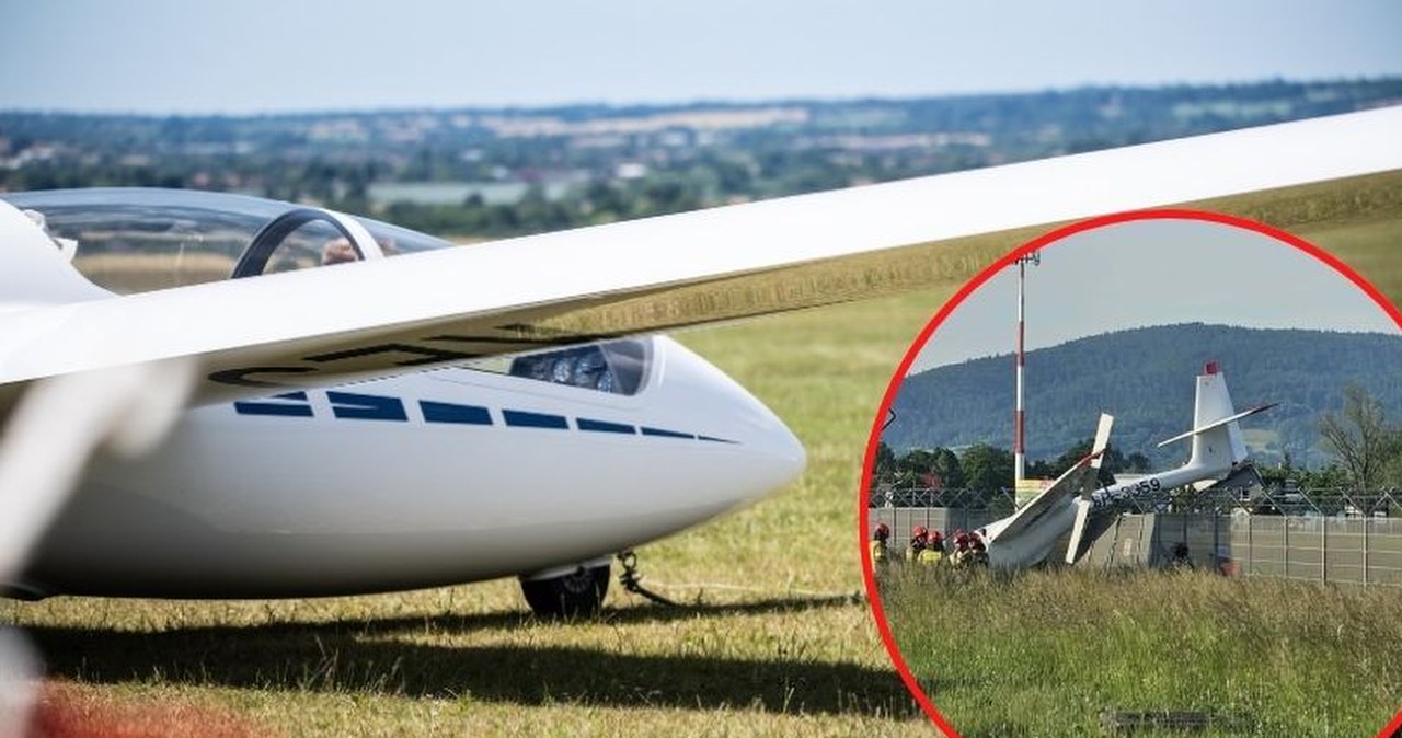 Wypadek szybowca w Krośnie. Spadł na ogrodzenie lotniska