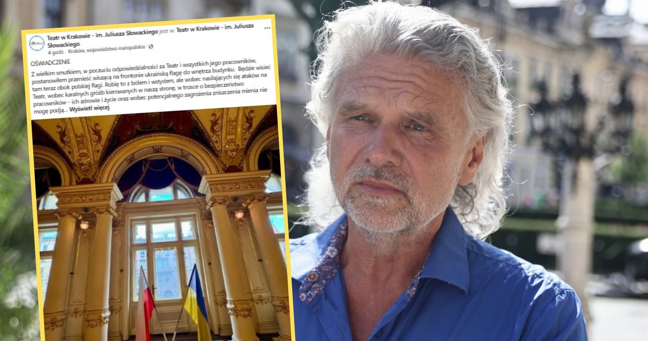 Flaga Ukrainy znika z fasady Teatru Słowackiego. "Robię to z bólem i wstydem"