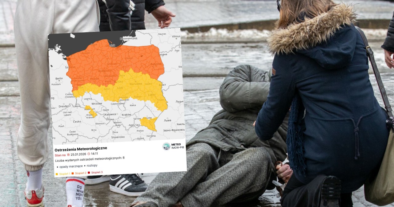 "Szklanka" na drogach i chodnikach. Alert dla 12 województw