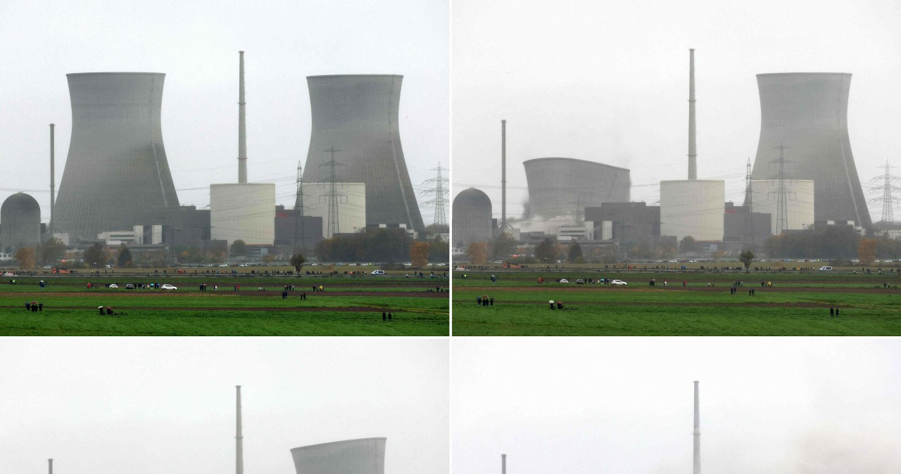 Dwie gigantyczne wieże runęły w kilka sekund w elektrowni atomowej. Zobacz film