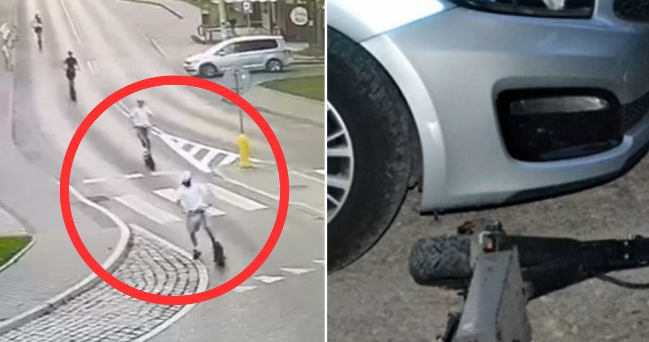 Pędzili na przerobionych hulajnogach przez rondo. Takiego finału nie przewidzieli [FILM]