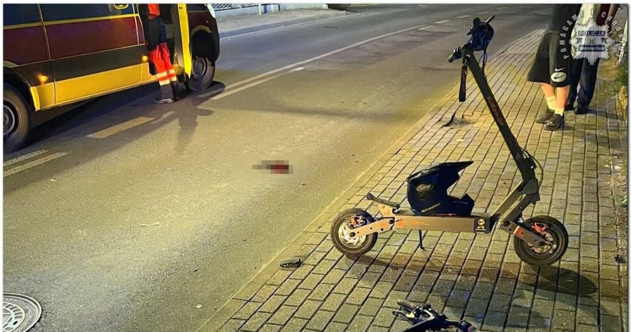 Kiepski finał nocnego rajdu na hulajnodze