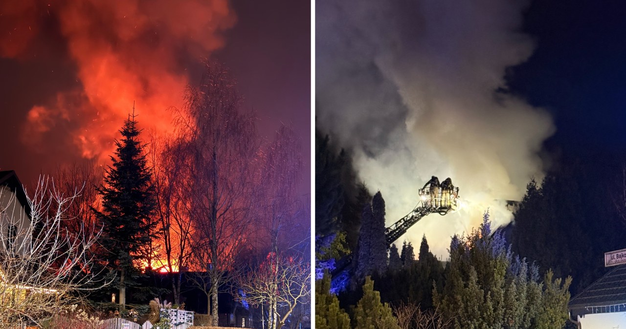 Ogień pojawił się na poddaszu. Nocny pożar domu niedaleko Piaseczna
