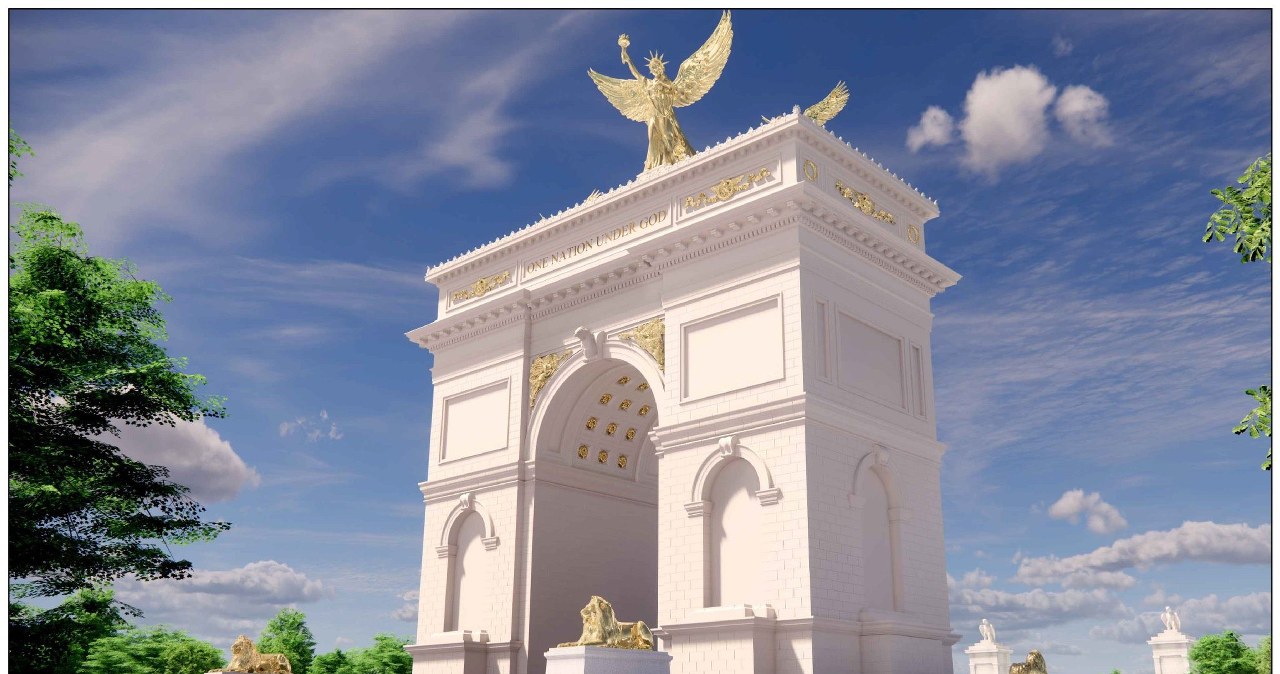 Złota statua wolności i lwy. Tak ma wyglądać łuk triumfalny w Waszyngtonie