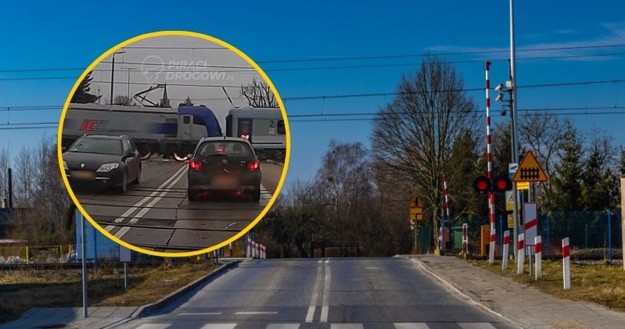 Podniesione rogatki, pędzący pociąg. O włos od tragedii na przejeździe kolejowym