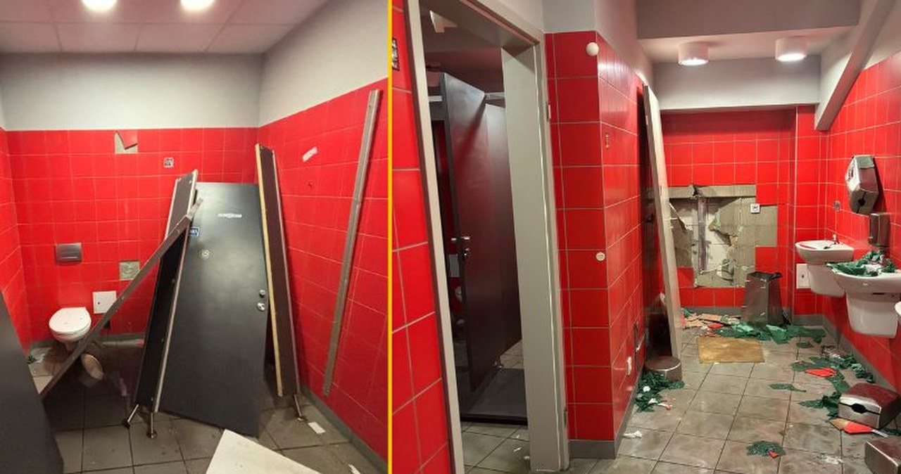 Demolka na stadionie Widzewa. Pseudokibice Lecha zdewastowali toalety