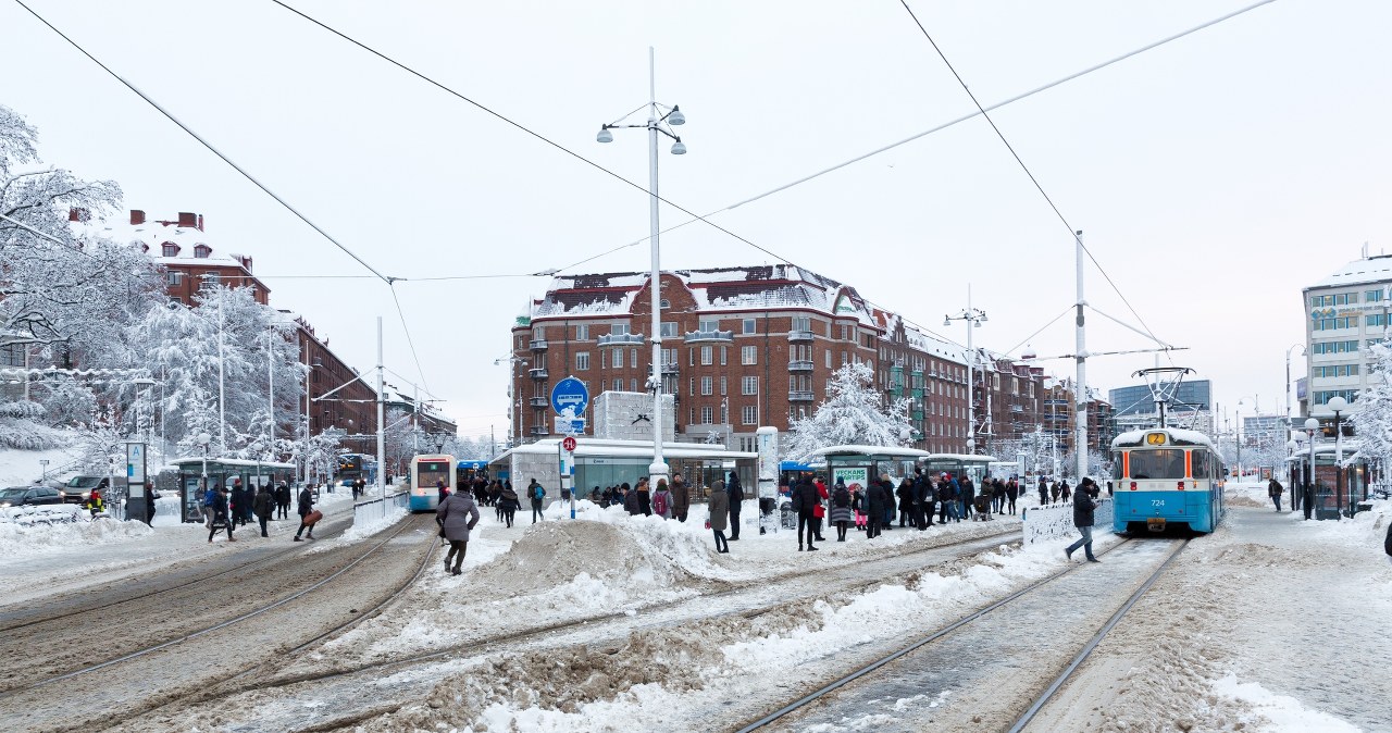 Mieszkańcy do pracy jeżdżą na nartach. Zima uderzyła w Szwecję