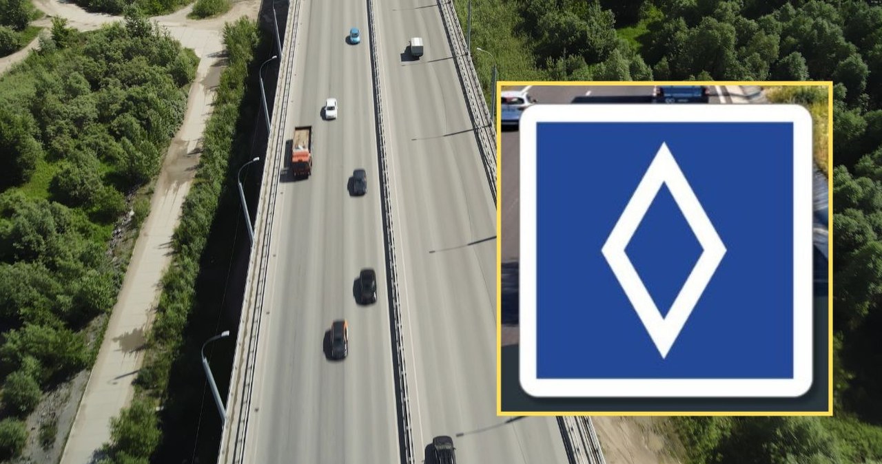 Biały romb na niebieskim tle. Kierowcy z Polski nie wiedzą co oznacza ten znak drogowy