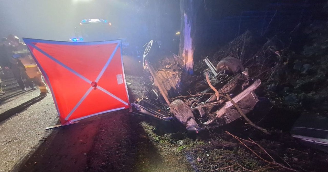 Auto dachowało na prostej drodze. Nie żyje 21-letni kierowca