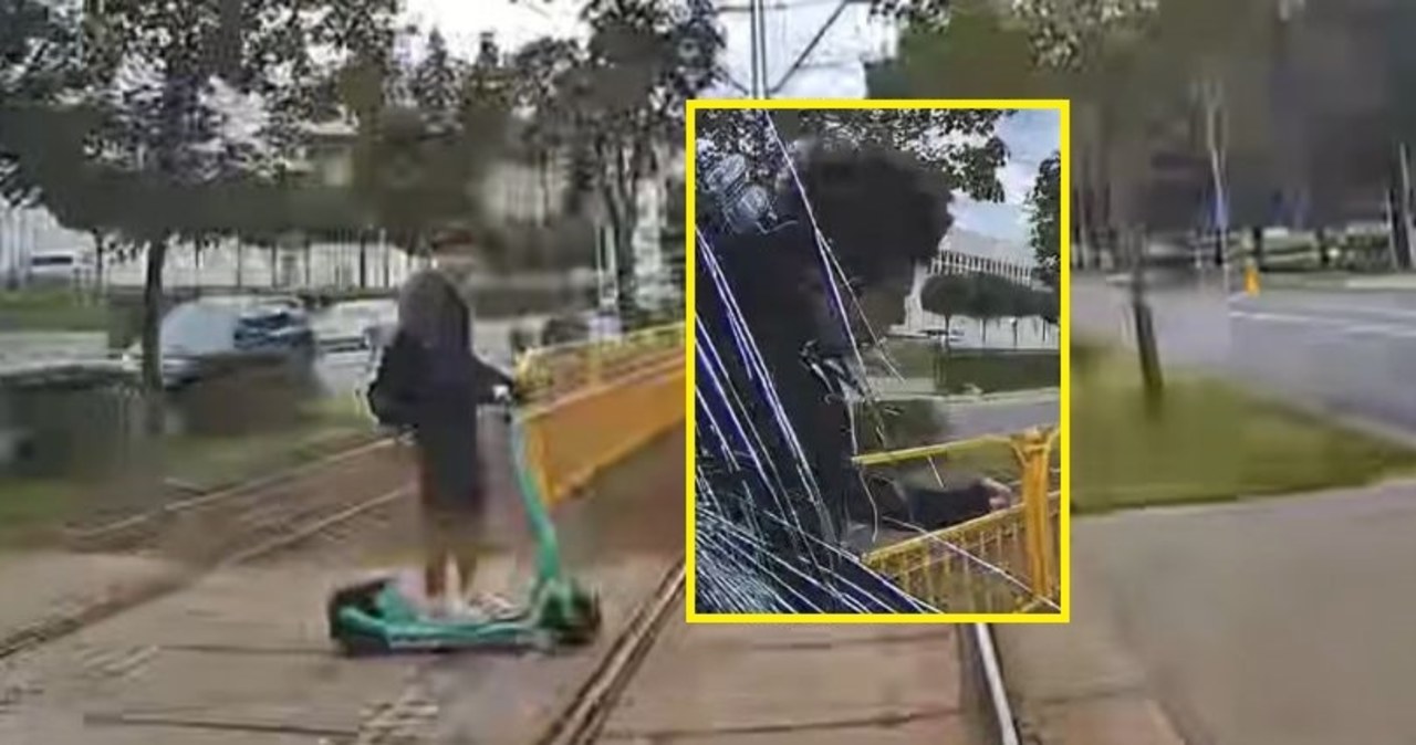 Nastolatek ze słuchawkami w uszach wjechał pod tramwaj. Wideo ku przestrodze