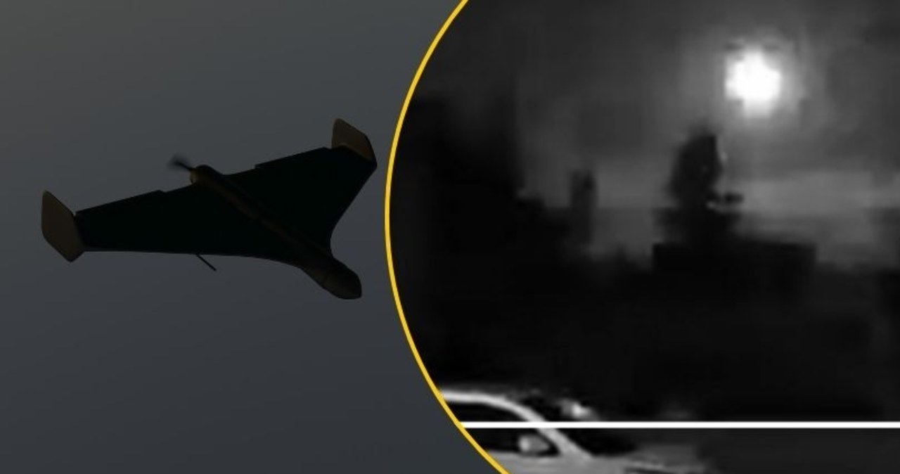 Tak wyglądało strącenie rosyjskiego drona na Lubelszczyźnie [WIDEO]