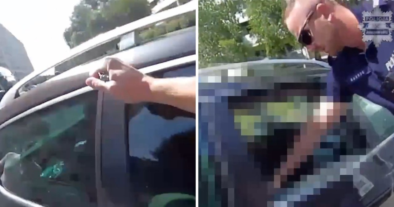 Szokujące sceny na parkingu! Mężczyzna uwięziony w rozgrzanym aucie