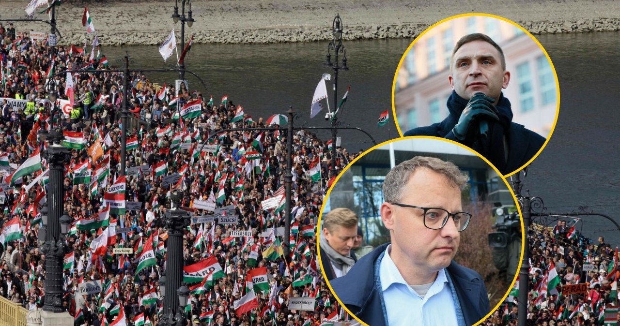 ​Romanowski i Bąkiewicz na marszu Orbana. "Walczymy o wolną Polskę i wolne Węgry"