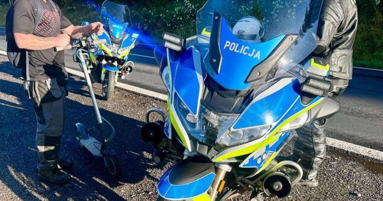 Groźny incydent na drodze krajowej! Hulajnoga elektryczna wśród rozpędzonych pojazdów