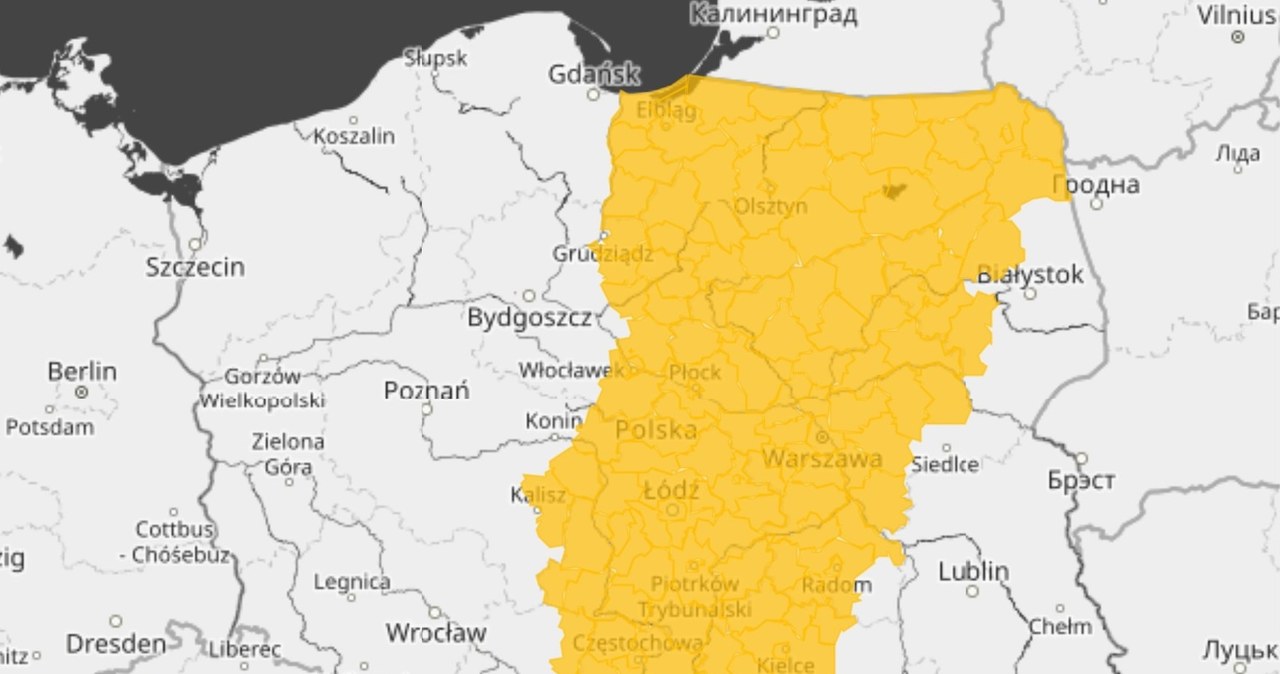 Pół Polski na żółto. IMGW ostrzega