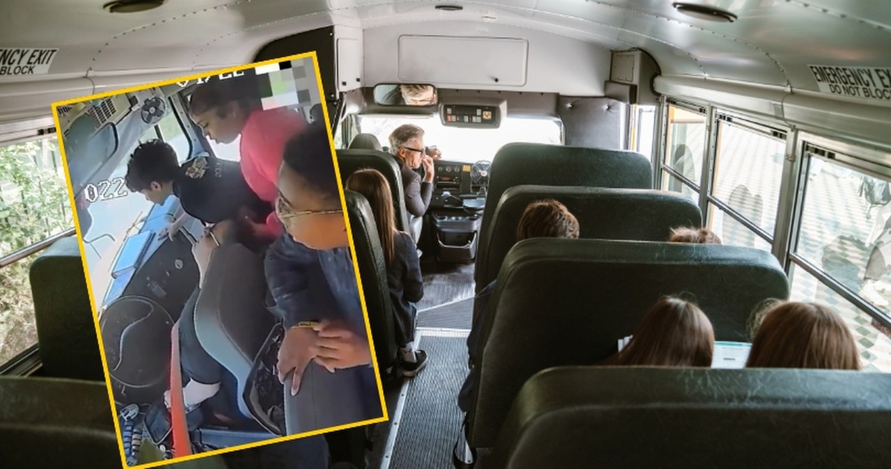 Dramatyczne sceny w szkolnym autobusie. Kierująca straciła przytomność
