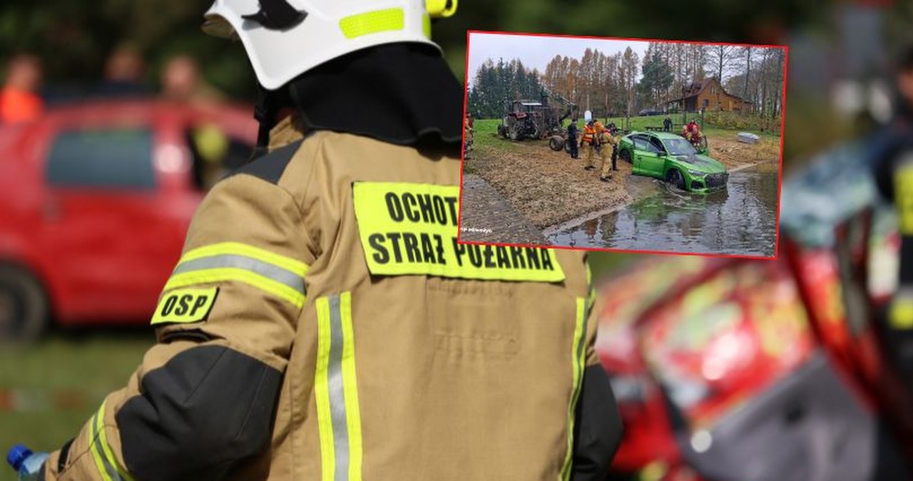 Luksusowe audi za 300 tys. zł wpadło do jeziora. Policja wyjaśnia incydent
