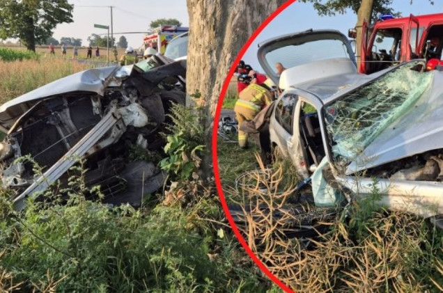 Auto w strzępach, kierowca zakleszczony w środku. O krok od tragedii