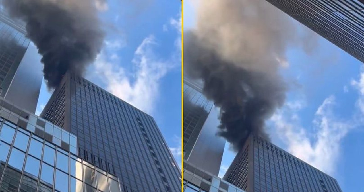 Pożar wieżowca sercu Nowego Jorku. Tuż obok trasy parady