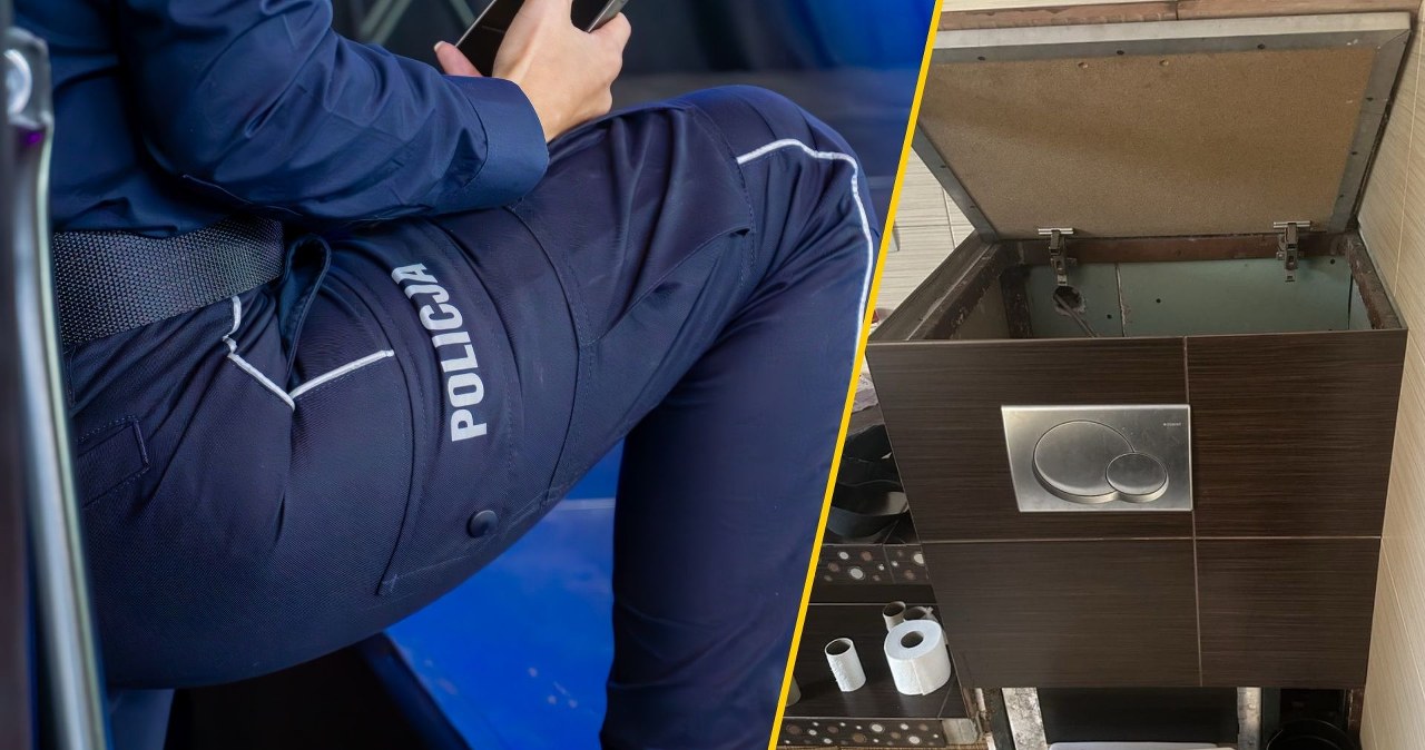 Policjanci przecierali oczy ze zdumienia. Z zabudowy spłuczki wystawała... stopa