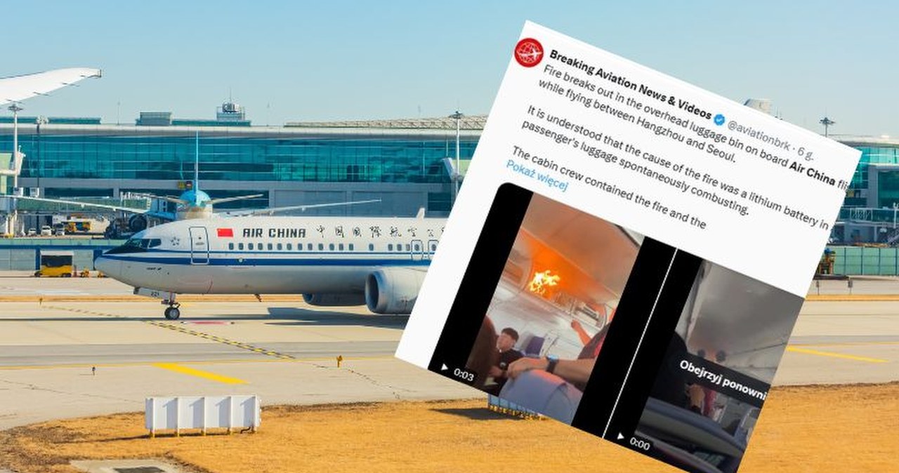 Pożar na pokładzie samolotu. W luku na bagaż podręczny zapaliła się bateria litowa