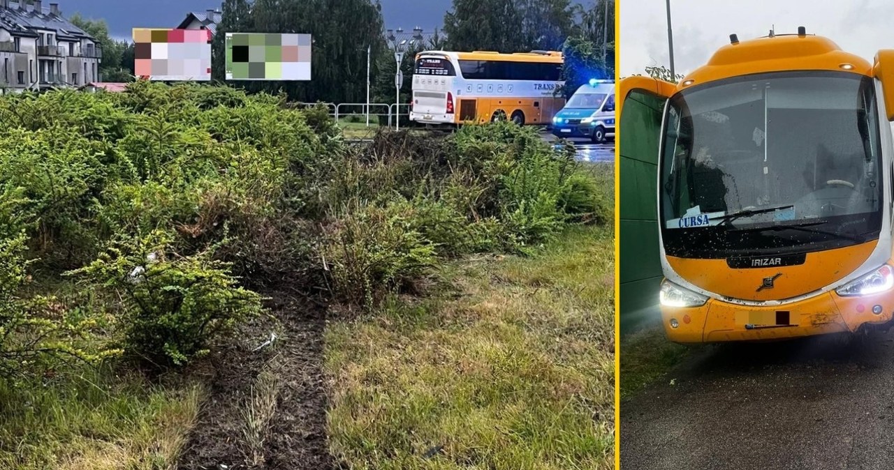 Autokar przejechał przez środek ronda. Kierowca ukarany