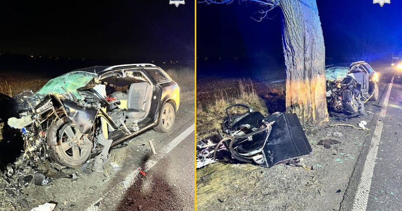Samochód roztrzaskał się o drzewo. Tragiczny wypadek w Śląskiem