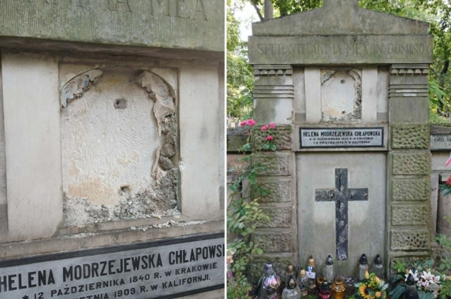 Grób Heleny Modrzejewskiej w Krakowie zniszczony. Kolejny incydent na cmentarzu Rakowickim