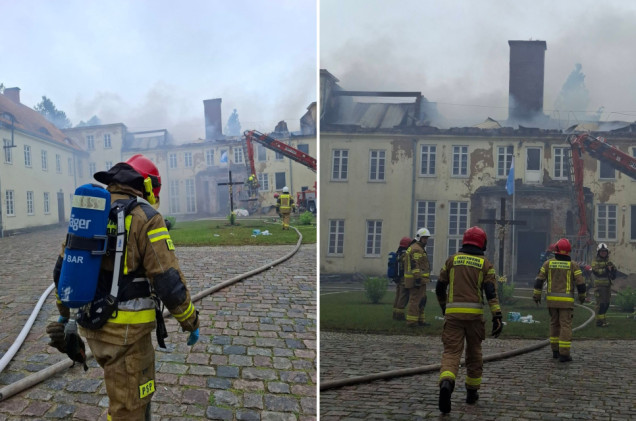 Pożar zabytkowego pałacu w Wietrznie. Ewakuowano 48 osób