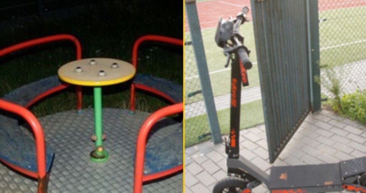 Chwile grozy na placu zabaw. Hulajnoga elektryczna rozpędziła karuzelę