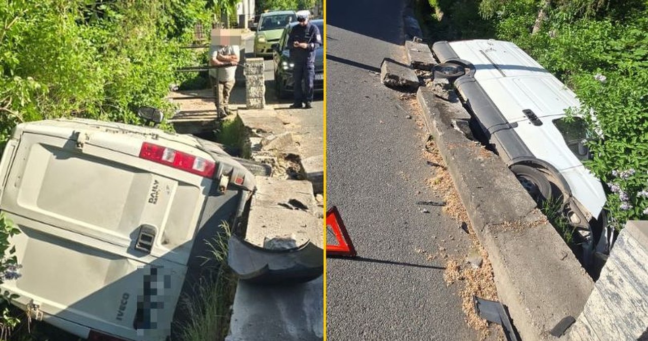 O krok od tragedii. Kierowca niemal dosłownie zrównał busa z ziemią
