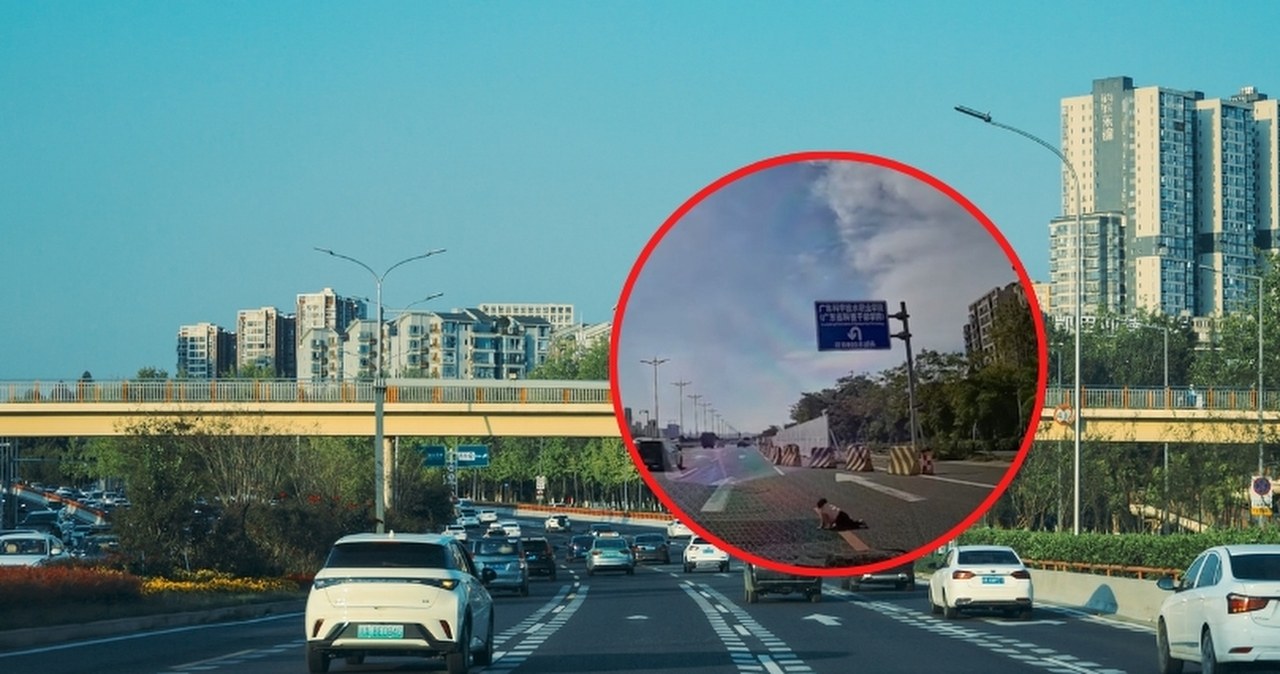 Chiny: Niemowlę raczkowało na ruchliwej autostradzie NAGRANIE