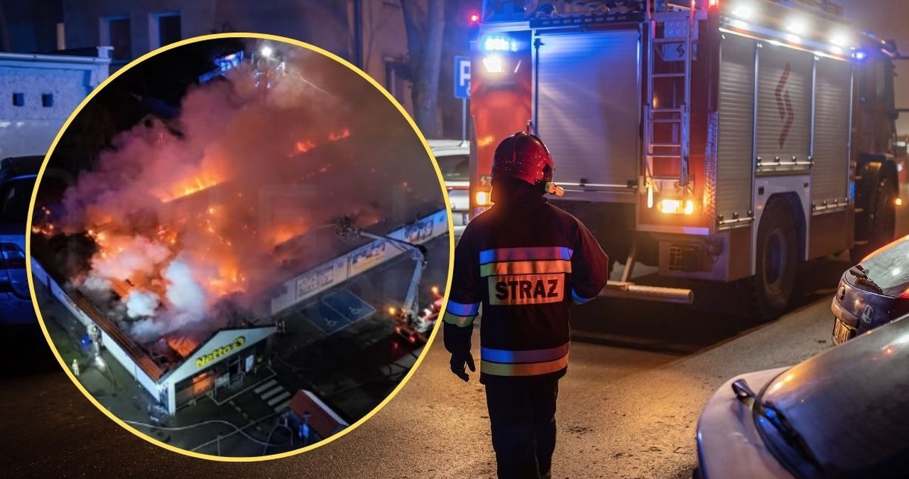 Pożar supermarketu w Grodzisku Mazowieckim. Zawalił się dach
