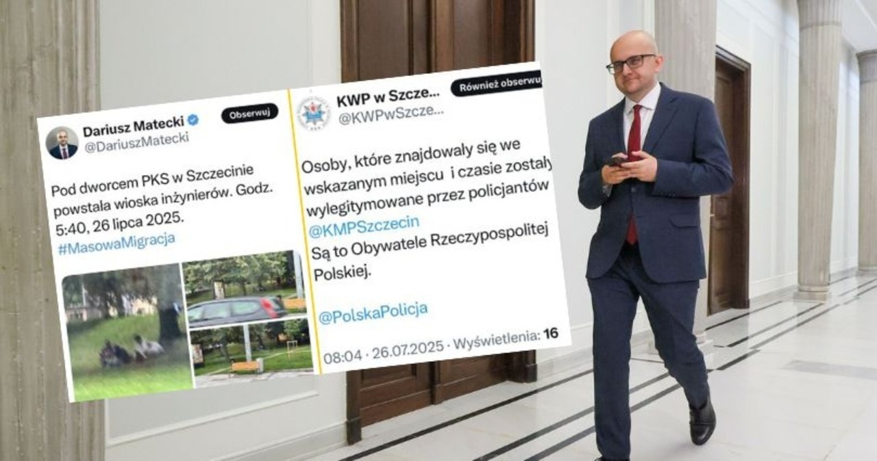 Dariusz Matecki pisze o "masowej migracji". Ostra reakcja rzecznika MSWiA i policji