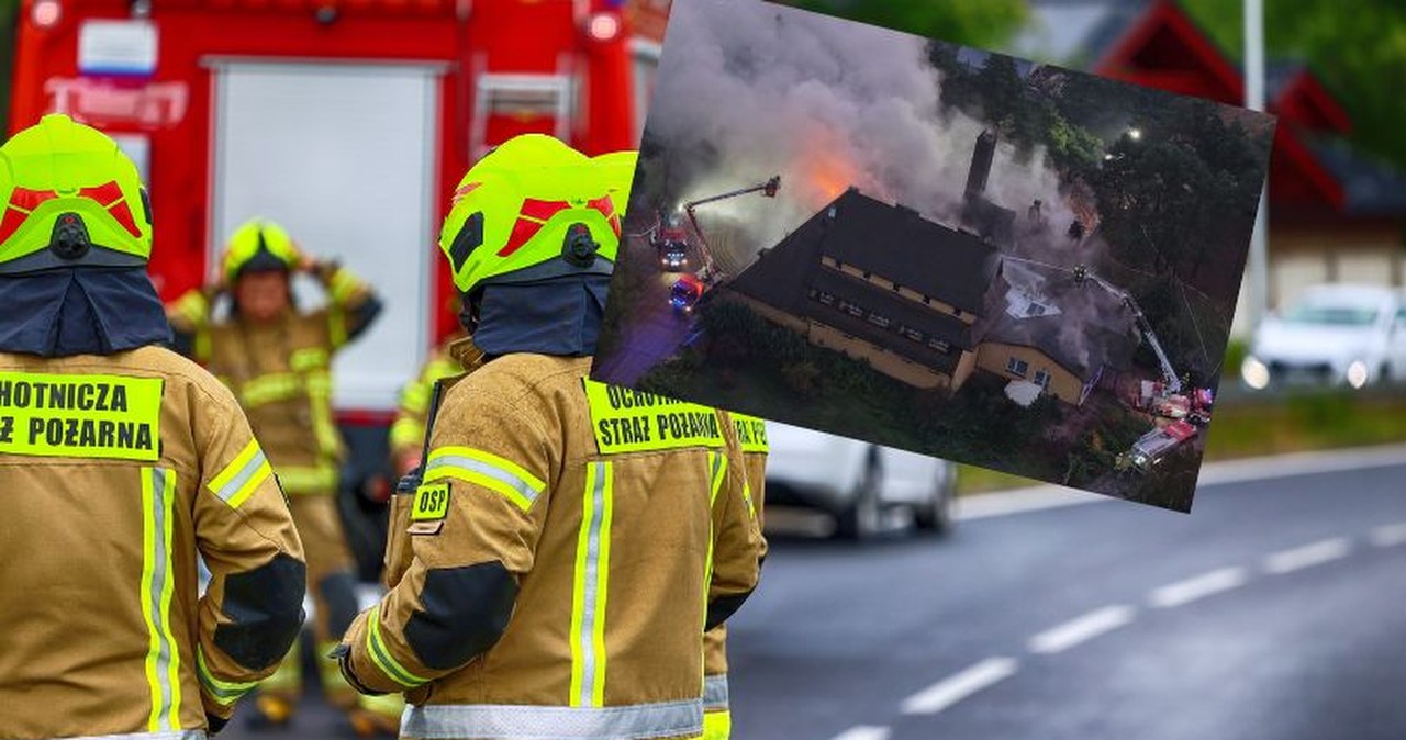 Pożar hotelu na Mazowszu. Z ogniem walczyło ponad stu strażaków