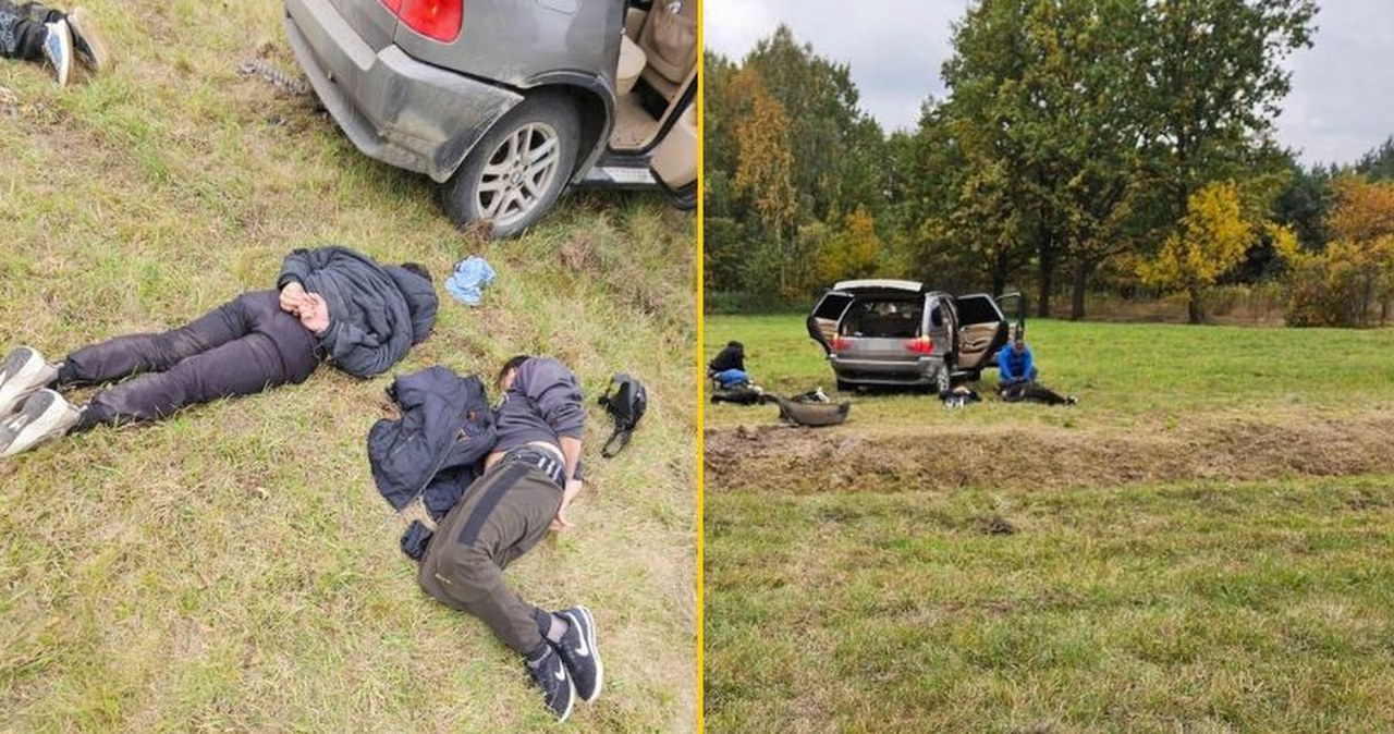 Spektakularny pościg pod Warszawą. Bmw w rowie, zatrzymani nielegalni imigranci