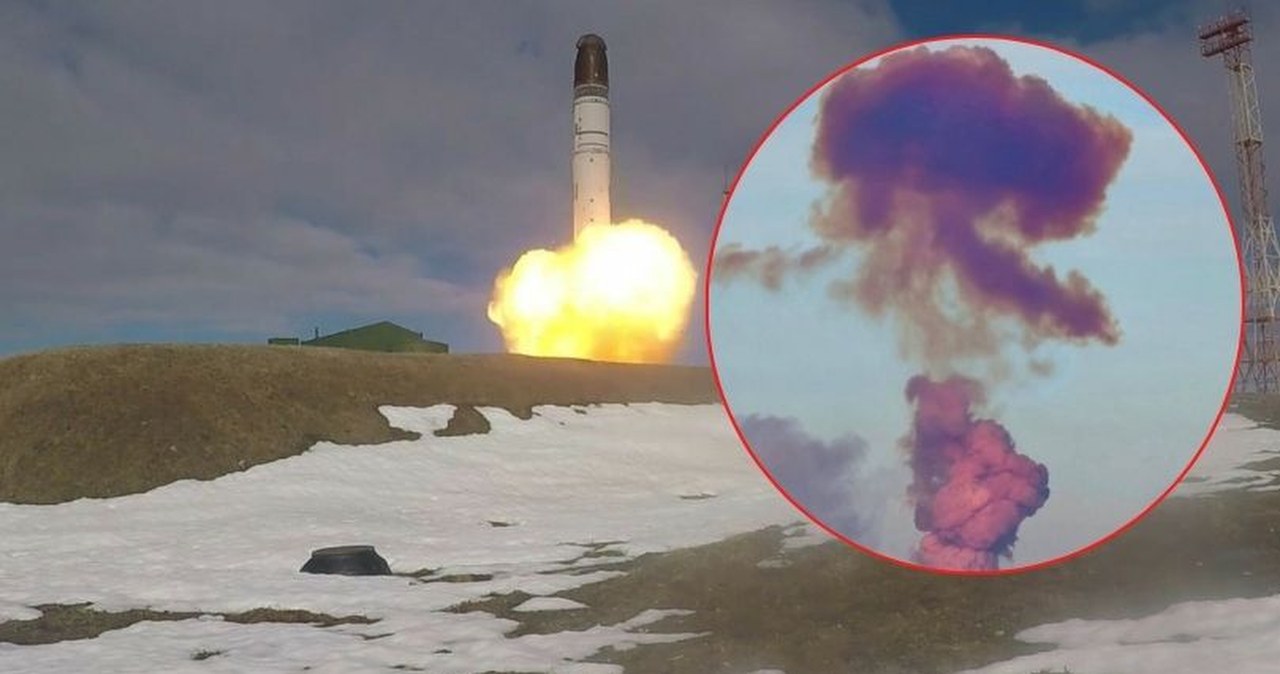Rosjanie wystrzelili Satana 2? Słup fioletowego dymu nad Orenburgiem