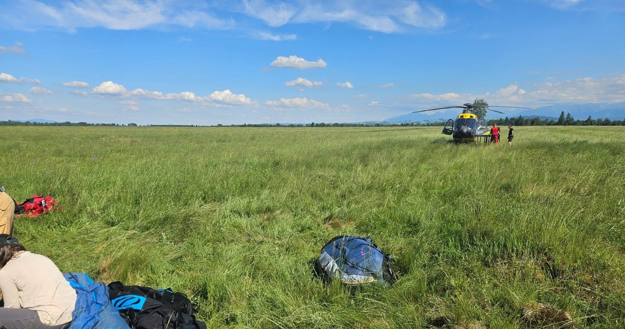 Paralotniarz runął z blisko 50 metrów. Groźny wypadek na Podhalu
