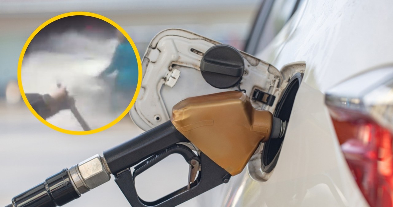 Policjanci kontra płomienie. Niebezpieczna sytuacja na stacji benzynowej