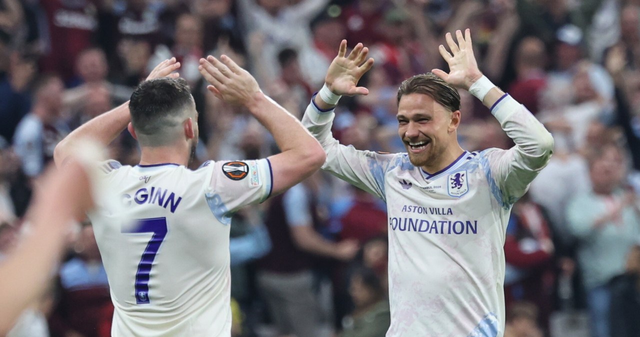 Matty Cash świętuje. Aston Villa wygrała Ligę Europy